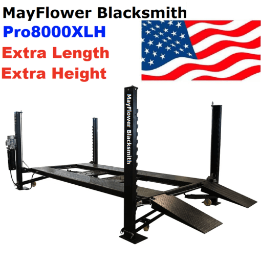 Mayflower Pro8000XLH Heavy-Duty Four Post Lift – Extra Length and Height for Ultimate Storage and Service Solutions