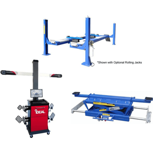 Tuxedo FP14KO-A 14,000 lb Alignment Lift with Advanced 3D Wheel Aligner & Rolling Air Jack Combo Package