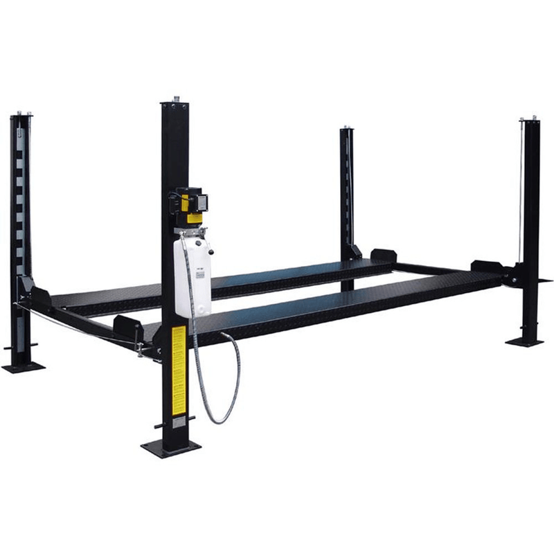 Deluxe Tuxedo FP8K-DX-XLT 8,000 lb Extended Storage Lift with Poly Casters, Drip Trays, and Jack Tray - Elevate Your Garage Experience!