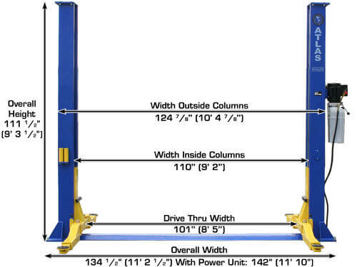 Atlas 9KBPX Heavy-Duty 9,000 lbs Two-Post Baseplate Car Lift