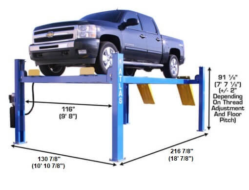 Atlas 414 Heavy-Duty 14,000 lbs Commercial 4-Post Vehicle Lift