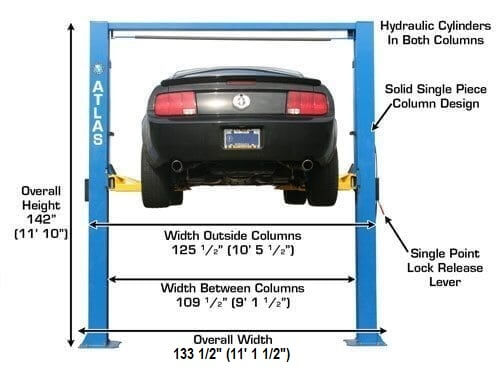 Atlas 9OHSC-SS Heavy-Duty 9,000 lbs Overhead 2 Post Vehicle Lift