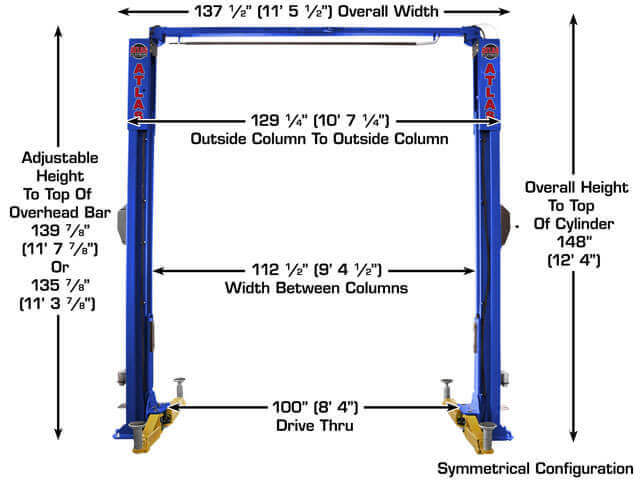 Elevate Your Garage Experience with the Atlas Platinum PVL10 ALI Certified 10,000 lbs 2-Post Overhead Lift!