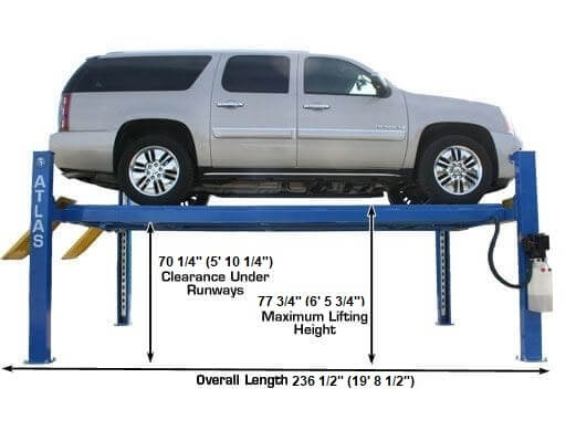 Heavy-Duty Atlas 412 12,000 lbs Commercial 4-Post Auto Lift - Model ATEATTD-412