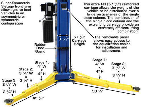 Atlas 9OHSC-SS Heavy-Duty 9,000 lbs Overhead 2 Post Vehicle Lift