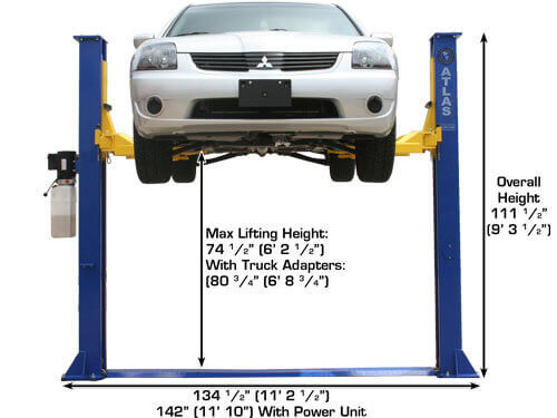 Atlas 9KBPX Heavy-Duty 9,000 lbs Two-Post Baseplate Car Lift