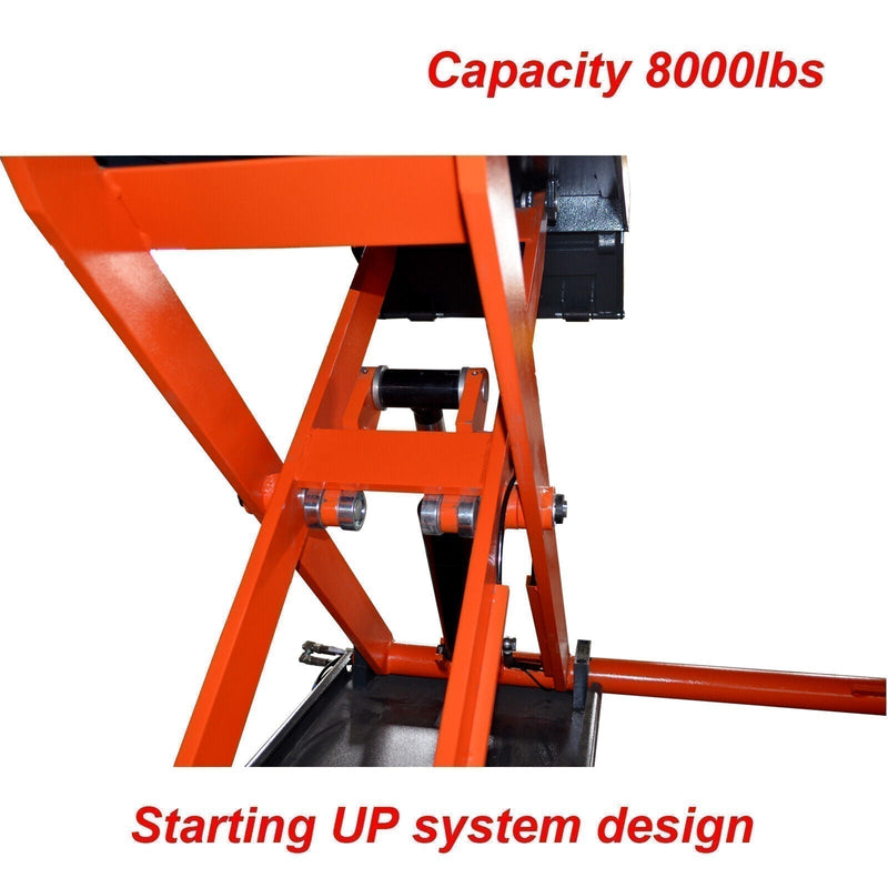 AUTOKATO Premium 8000lbs Mid Rise Scissor Lift with Convenient Pneumatic Release – Electric 110V/1PH