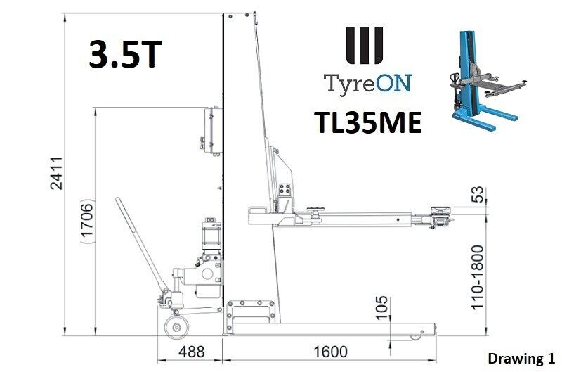 Ascenseur postal mobile TL35ME - Élégant et pratique, capacité de 3,5T, idéal pour un usage portable avec un stop à 35 cm!